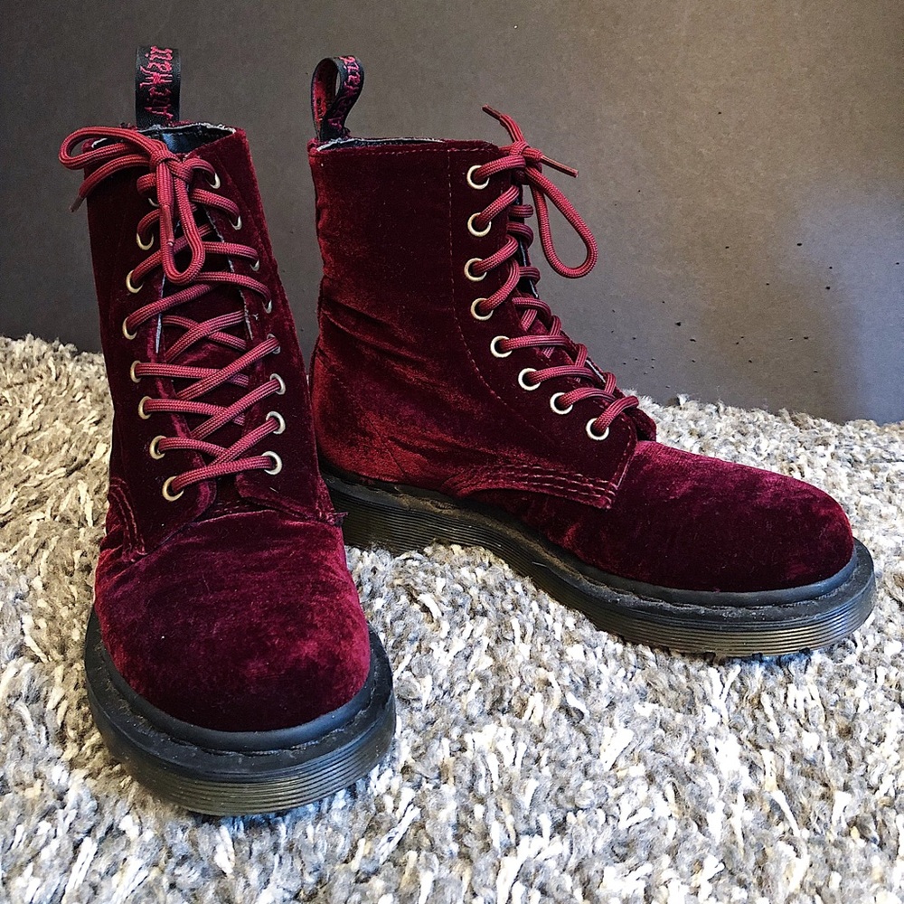 Red Velvet Dr Martens boots